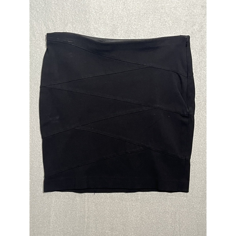 Ann Taylor Black Bandage Bodycon Skirt Size 4 Stretch Side Zip Rayon Blend